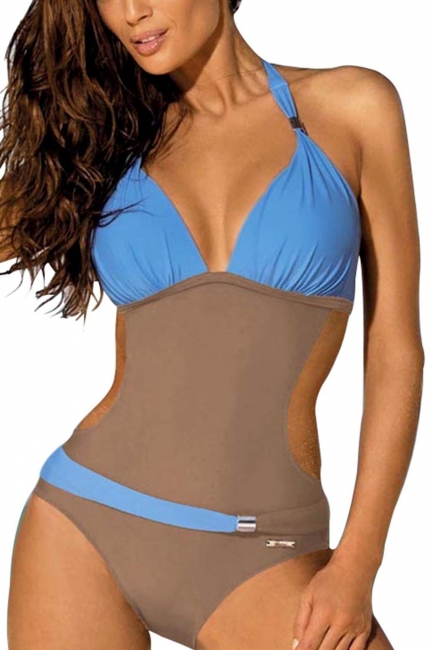 One-Piece Halter Waist Exposed Swimsuit