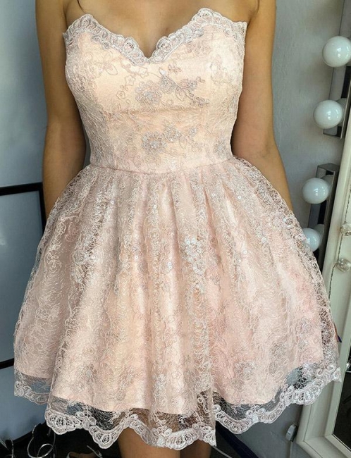 Unique Appliques Flattering A-line Elegant Lace Different Sweetheart Elegant Lace-up Homecoming Dress