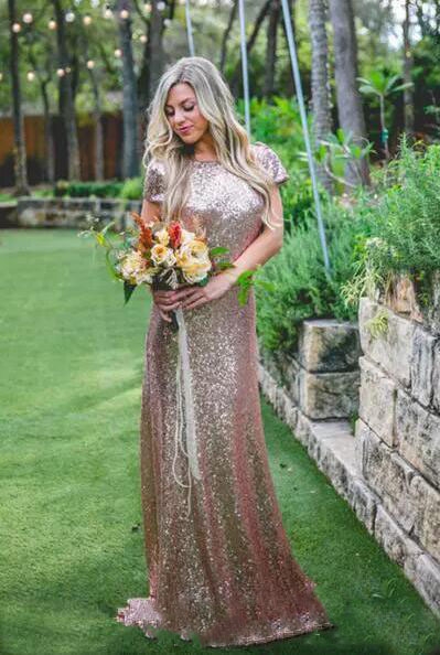 Rose gold clearance sequin bridesmaid dresses