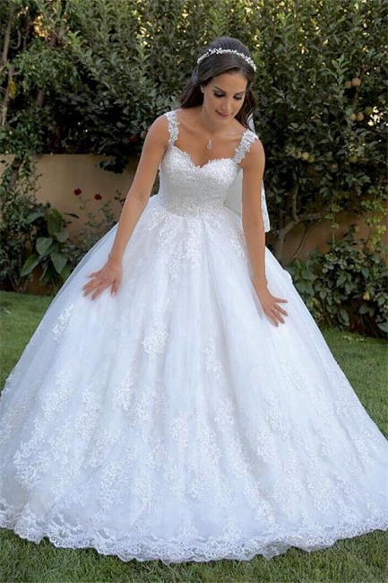 Gorgeous Appliques Straps Wedding Dresses | Sleeveless Mermaid Ball Gown Floral Bridal Gowns