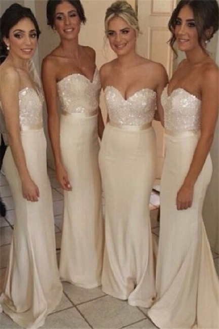 Ivory Bridesmaid Dresses Sweetheart Sequins Sexy  Bridesmaid Dresses Online