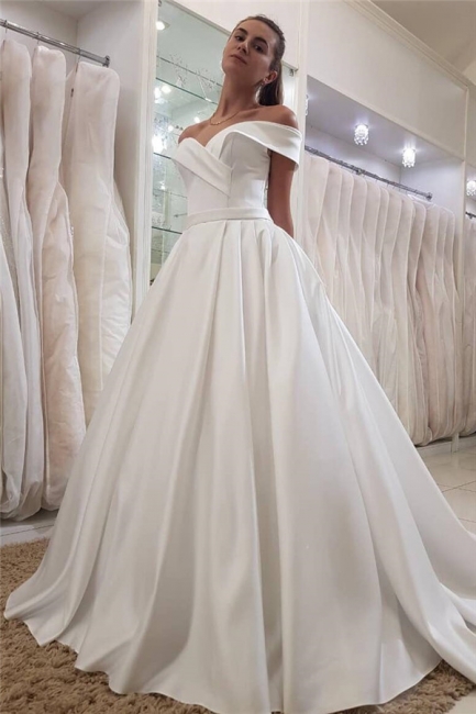 Stylish Off-the-Shoulder Sweetheart Ruffles Long Wedding Dress | Bridal Gowns On Sale