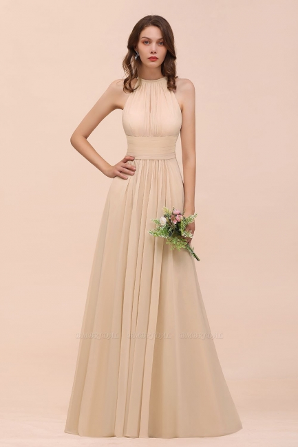 Elegant Halter Chiffon Long Bridesmaid Dress BM1576