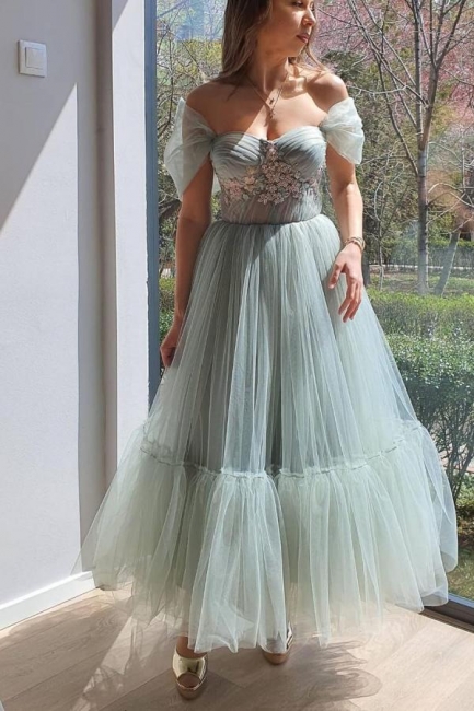 Schulterfreies Tüll-Abendkleid mit Herzausschnitt, Partykleid