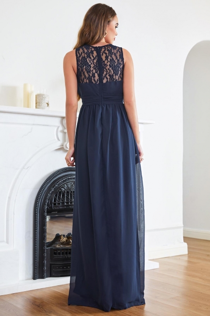 Amazing A-Line Lace Long Prom Sleeveless Dress Chiffon Scoop Online