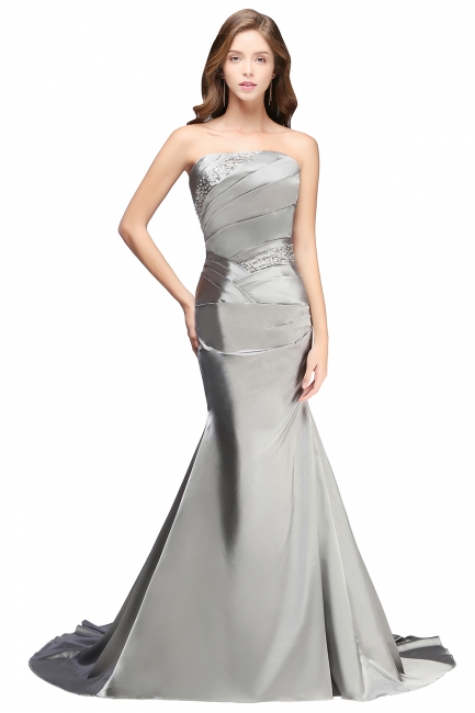 Silver Mermaid  Sexy Long Evening Dresses with Sparkly Sequins Long Train  Bridesmaid Dresses LFC036