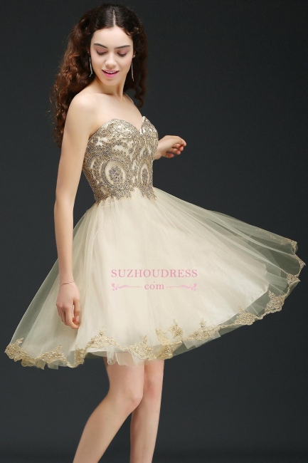 Appliques Lace-Up Short Sweetheart Lovely Homecoming Dress