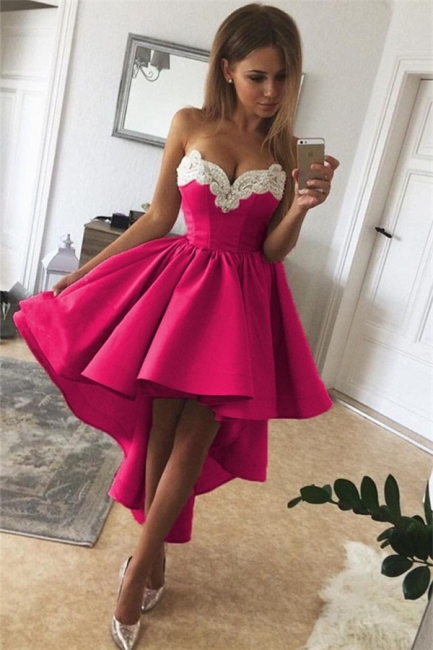 Sexy Hi-Lo Sweetheart Homecoming Dresses  | A-Line Appliques Hoco Dresses