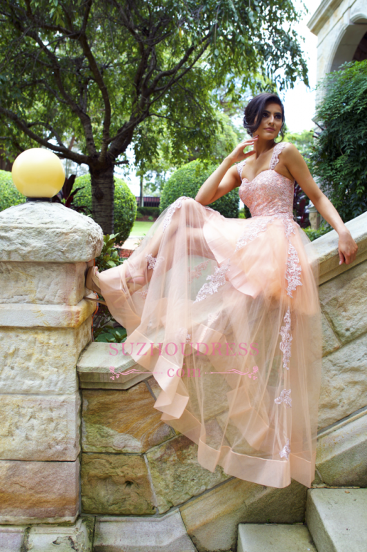 Chic Tulle A-Line Prom Dresses  Floor Length Evening Dresses