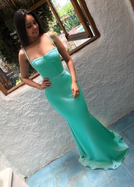 Vestido de fiesta sin mangas de sirena | Vestido de fiesta sencillo con tirantes finos y largo hasta el suelo