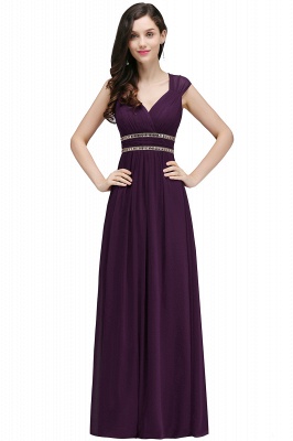 Luxurious Sheath Long Evening V-Neck Chiffon Dresses_10