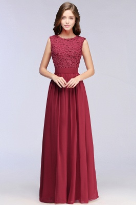 Amazing Sleeveless Lace Sheath Crew Top Chiffon Floor Length Dresses_6