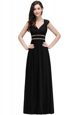 Luxurious Sheath Long Evening V-Neck Chiffon Dresses_12