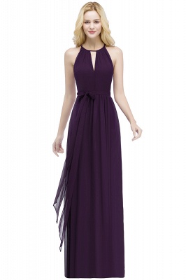 Stunning A-Line Floor Length Halter Bridesmaid Dresses With Bow Sash_9