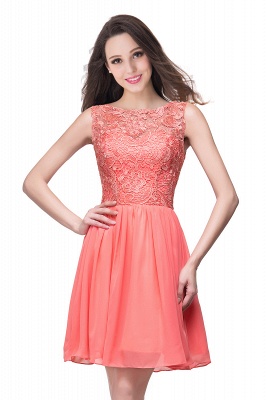 New A-line Chiffon Lace Zipper Short Homecoming Dress_9