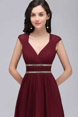 Luxurious Sheath Long Evening V-Neck Chiffon Dresses_6