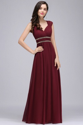 Luxurious Sheath Long Evening V-Neck Chiffon Dresses_7