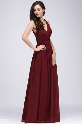 Designer Floor-Length A-Line V-Neck Chiffon Evening Dresses_7