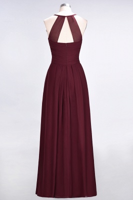 A-line Chiffon Halter V-Neck Summer Floor-Length Bridesmaid Dress UK with Ruffles_3