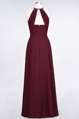 A-line Chiffon Jewel Summer Floor-Length Bridesmaid Dress UK with Ruffles_2