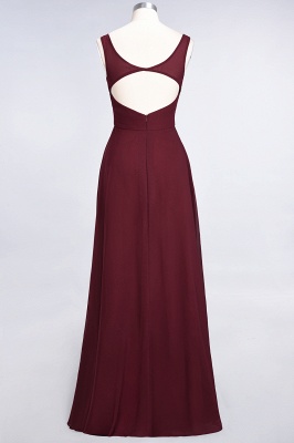 A-line Chiffon V-Neck Straps Summer Ruffles Floor-Length Bridesmaid Dress UK with Open Back_3