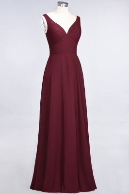 A-line Chiffon V-Neck Straps Summer Ruffles Floor-Length Bridesmaid Dress UK with Open Back_4