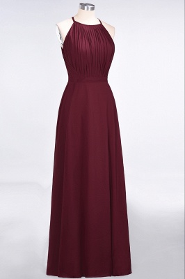 A-line Chiffon Jewel Summer Floor-Length Bridesmaid Dress UK with Ruffles_3