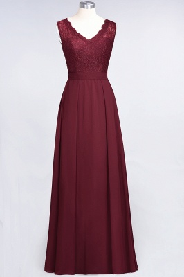 Modest Chiffon Lace Bridesmaid Dress V-Neck Sleeveless Online_2