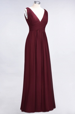 Glamorous Long Chiffon Ruffles Bridesmaid Dresses V-Neck Sleeveless Wedding Party Dress_4