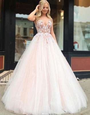 Beautiful Fitted Straps V-Neck Sleeveless Beading Appliques Floor-Length Exclusive Prom Dresses UK | New Styles_3