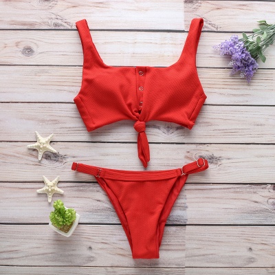 Modern Women Solid Color Bikini Set_2