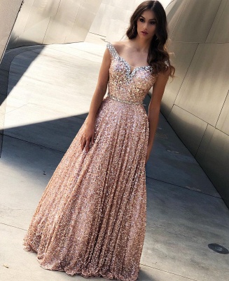 Shining Gold Sequins Evening Dresses Off-the-Shoulder Prom Dresses UK Online_1