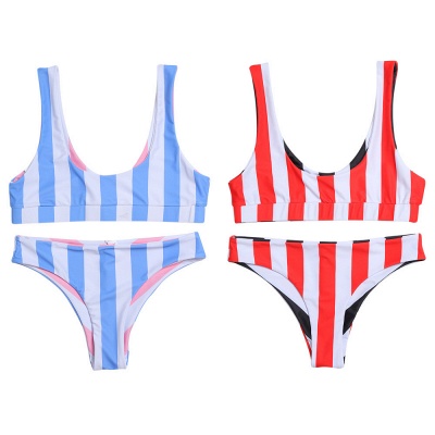 Maillots de bain deux pièces à rayures spaghetti vintage_6