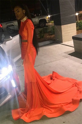 Sexy Orange Sleeved High-Neck Trumpet Long Prom Dress | Suzhou UK Online Shop_3