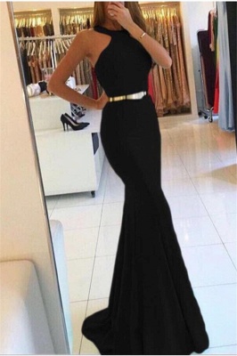 Trumpet Halter Summer Sleeveless Long Prom Dresses with Sash | Suzhou UK Online Shop_1