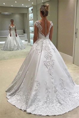 Chic Sweetheart Lace Princess Ivory Wedding Dresses Long-Sleeves Appliques Bridal Gowns On Sale_2