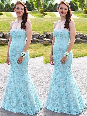 Glamorous Sweetheart Lace Crystal Prom Dresses | Sleeveless Sexy Mermaid Evening Dresses_2