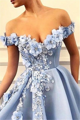 Elegant Off-The-Shoulder Flower Appliques Summer Sleeveless Princess A-line Prom Dress | Suzhou UK Online Shop_2