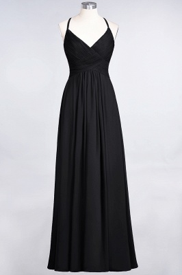 A-line Chiffon Spaghetti-Straps V-Neck Summer Floor-Length Bridesmaid Dress UK with Ruffles_28