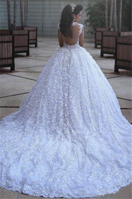 Crystal Lace Ball Gown Wedding Dresses Court Train Beading  Bridal Gowns MH068_3