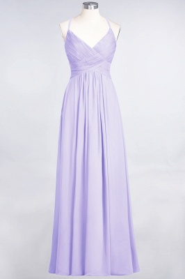 A-line Chiffon Spaghetti-Straps V-Neck Summer Floor-Length Bridesmaid Dress UK with Ruffles_20