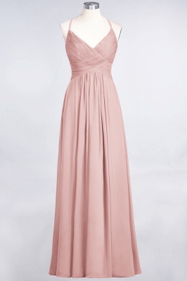 A-line Chiffon Spaghetti-Straps V-Neck Summer Floor-Length Bridesmaid Dress UK with Ruffles_6