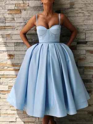 Spaghetti-Straps Sweetheart Knee-Length Homecoming Dress_1