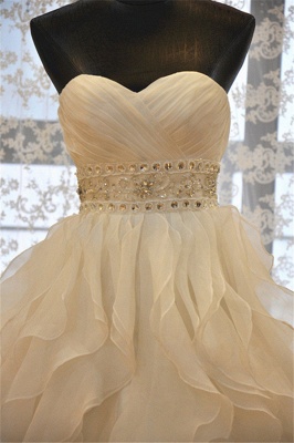 Elegant Sweetheart Ruffles A-line Wedding Dresses  Crystal Lace-up Bridal Gowns_3