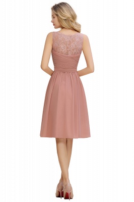 Fantastic A-Line V-Neck Knee Length Dusty Rose Prom Dress Chiffon Short Party Dresses with Pleats Online_22