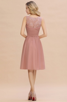 Fantastic A-Line V-Neck Knee Length Dusty Rose Prom Dress Chiffon Short Party Dresses with Pleats Online_12