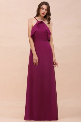 Halter Wrinkles Aline Bridesmaid Dress Floor Length Backless Maid of Honor Dress