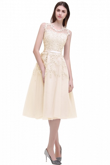 Luxurious Knee-Length Sleeveless Tulle Prom Dress With Lace Appliques_15