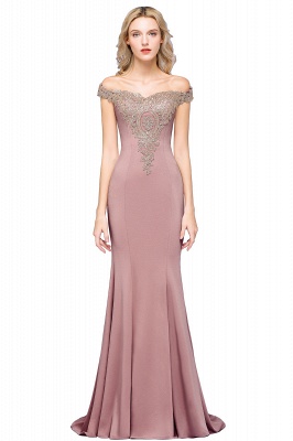 Fabulous Floor-Length Off-The-Shoulder Dress With Lace Appliques_1