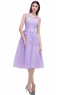 Luxurious Knee-Length Sleeveless Tulle Prom Dress With Lace Appliques_9